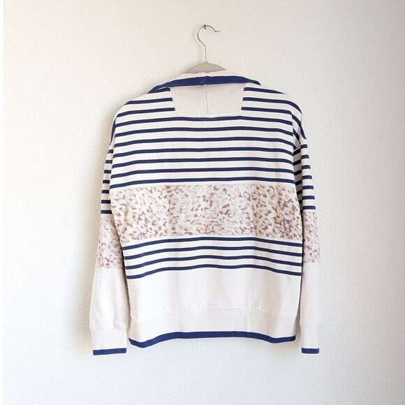 Jaggad Palmer Animal Print Striped Half Zip-Neck Logo Sweatshirt, size S - Picture 2 of 8